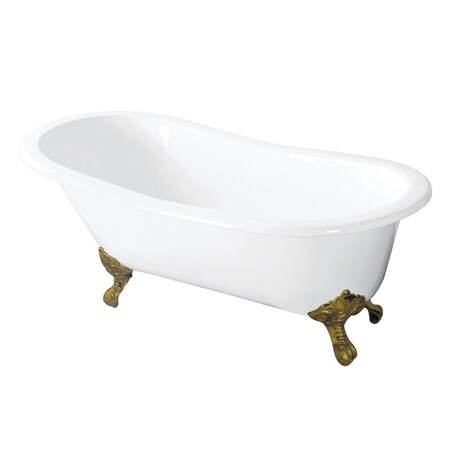 Aqua Eden Clawfoot Bathtubs, 54 L, 30.31 W, White/Polished Brass, Cast Iron VCTND5431B2